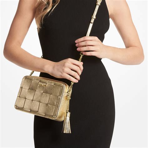 Ginny Medium Metallic Woven Leather Crossbody 